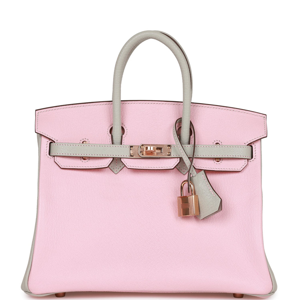 Hermès Special Order Birkin 25 Rose Sakura/Gris Perle Chevre Mysore, Rose Gold HW 1 Hermès Special Order (HSS) Birkin 25 Rose Sakura and Gris Perle Chevre Mysore Rose Gold Hardware