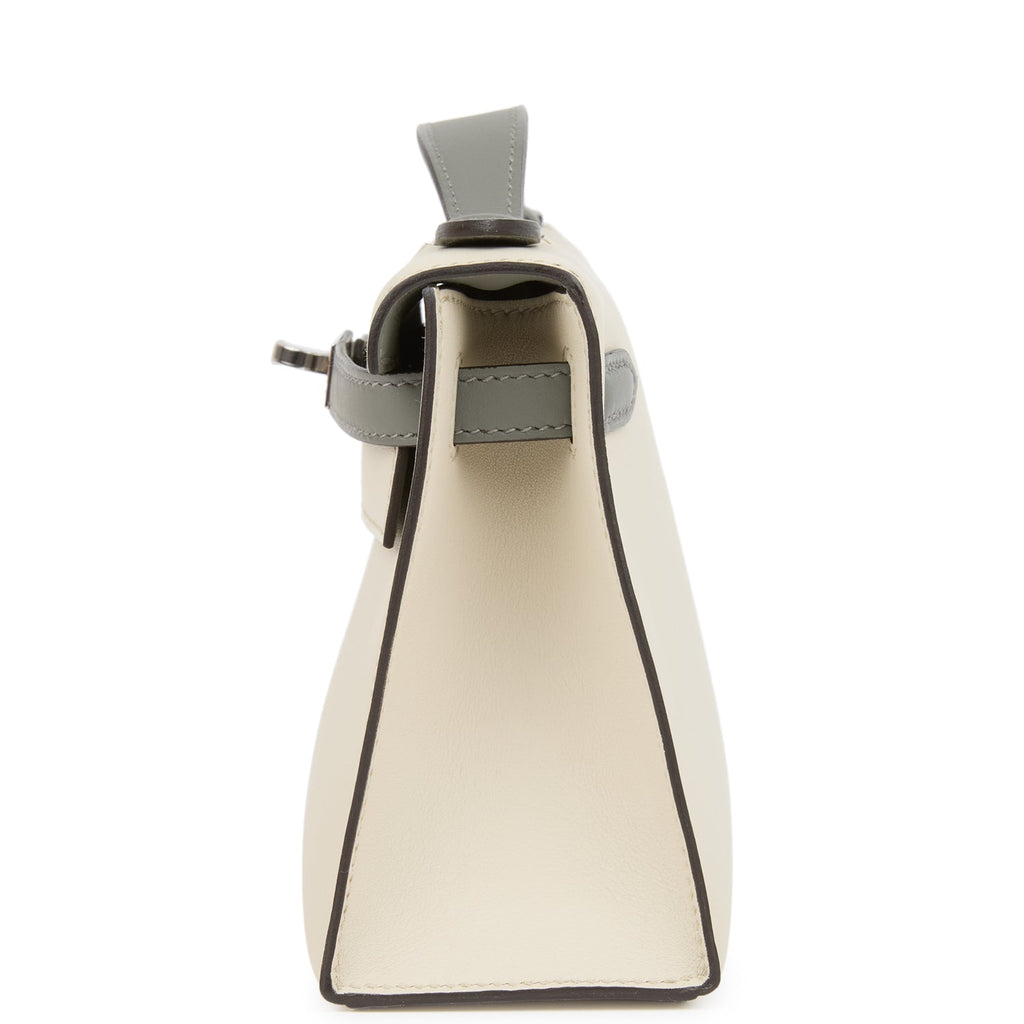 Hermès Special Order Kelly Pochette Beton & Gris Meyer Swift - Palladium Hardware 3 Hermès Special Order Kelly Pochette Beton & Gris Meyer Swift - Palladium Hardware - Image 3