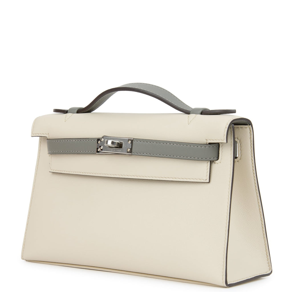 Hermès Special Order Kelly Pochette Beton & Gris Meyer Swift - Palladium Hardware 5 Hermès Special Order Kelly Pochette Beton & Gris Meyer Swift - Palladium Hardware - Image 5