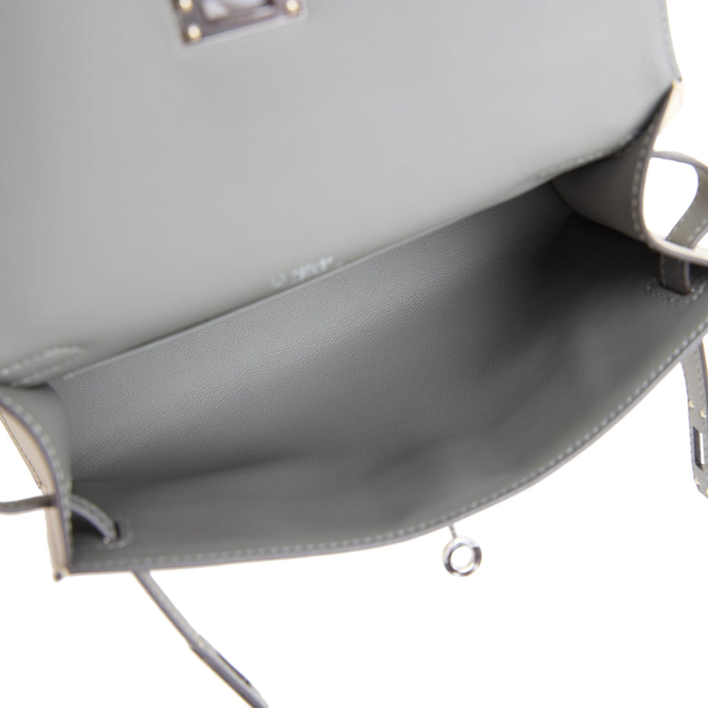 Hermès Special Order Kelly Pochette Beton & Gris Meyer Swift - Palladium Hardware 8 Hermès Special Order Kelly Pochette Beton & Gris Meyer Swift - Palladium Hardware - Image 8