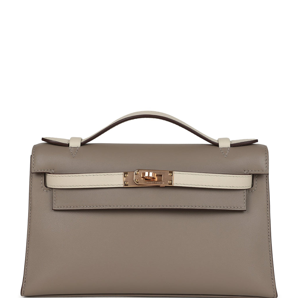 Hermès Kelly Pochette HSS Gris Asphalte/Beton Swift - Rose Gold Hardware 1 Hermès Special Order (HSS) Kelly Pochette Gris Asphalte and Beton Swift Rose Gold Hardware
