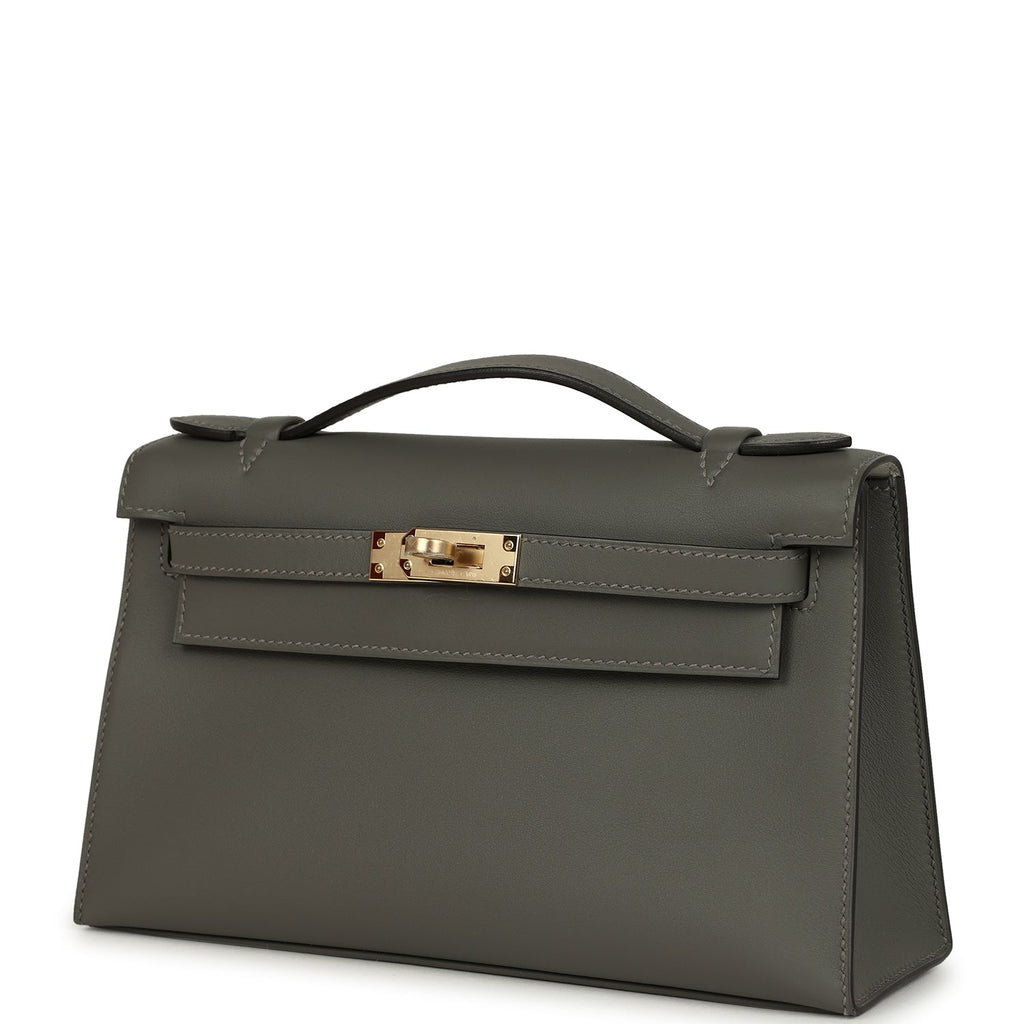 Hermès Special Order Kelly Pochette Gris Meyer Verso Swift Permabrass Hardware 5 Hermès Special Order Kelly Pochette Gris Meyer Verso Swift Permabrass Hardware - Image 5