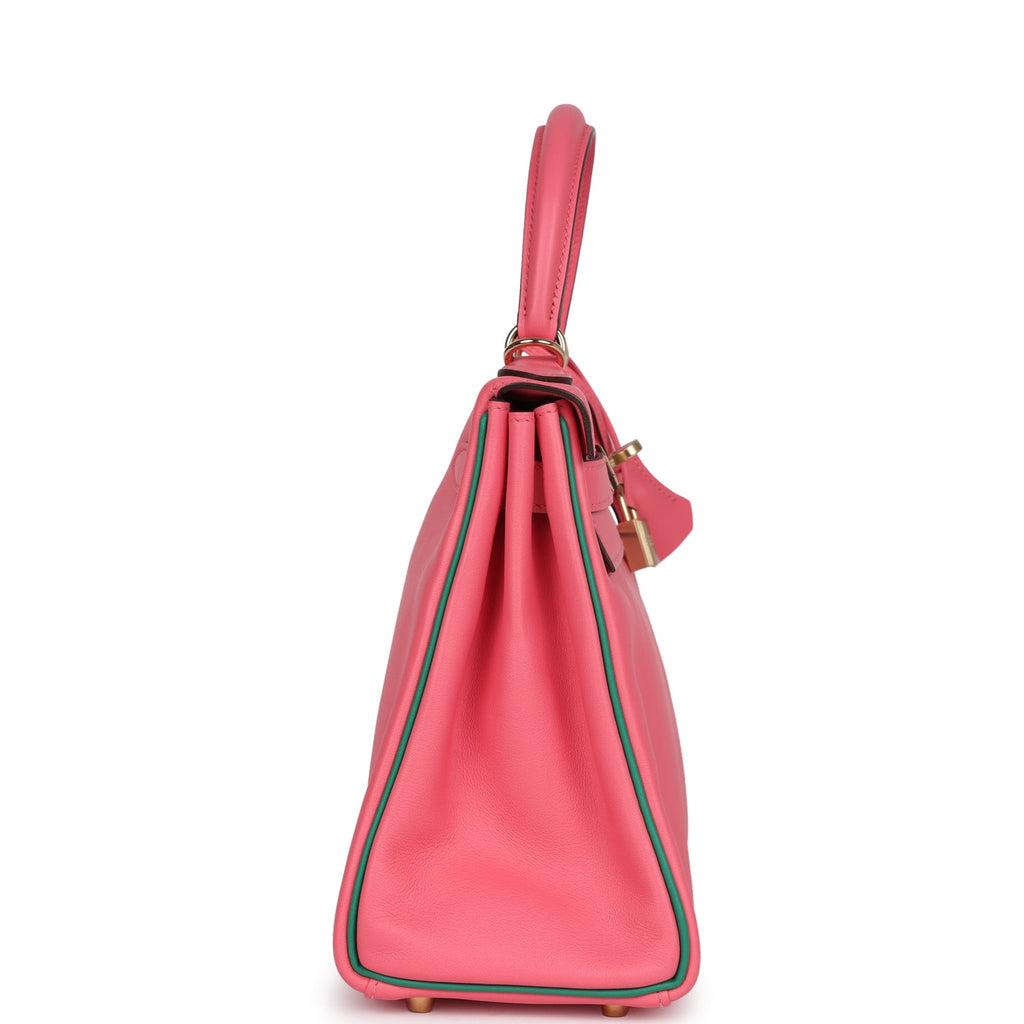 Hermès HSS Kelly Retourne 28: Rose Azalee & Vert Vertigo Swift Gold Hardware 3 Hermès HSS Kelly Retourne 28: Rose Azalee & Vert Vertigo Swift Gold Hardware - Image 3