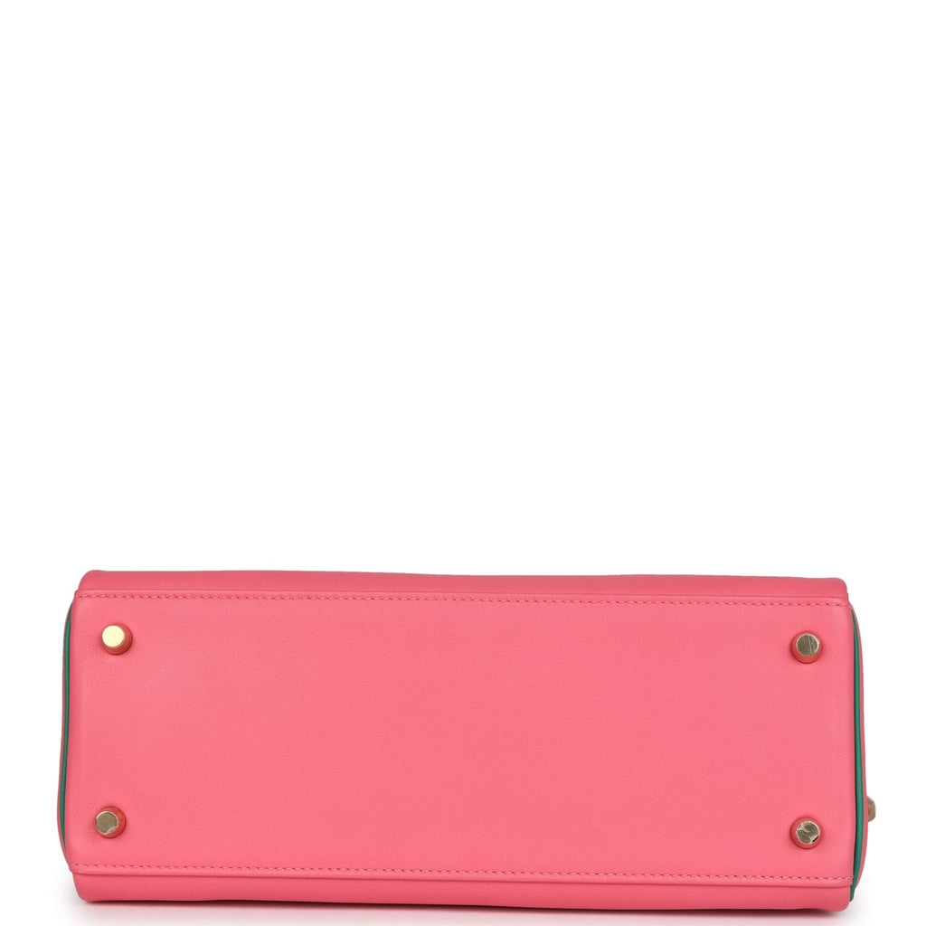 Hermès HSS Kelly Retourne 28: Rose Azalee & Vert Vertigo Swift Gold Hardware 6 Hermès HSS Kelly Retourne 28: Rose Azalee & Vert Vertigo Swift Gold Hardware - Image 6