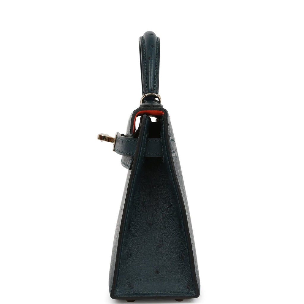 Hermès HSS Mini kelly Ostrich in Vert Cypres with Permabrass 3 Hermès HSS Mini kelly Ostrich in Vert Cypres with Permabrass - Image 3