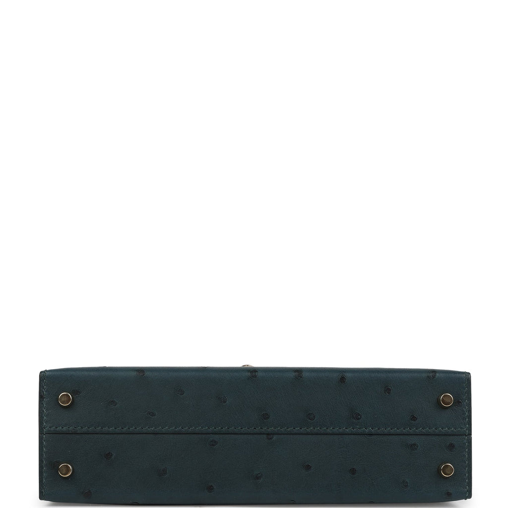 Hermès HSS Mini kelly Ostrich in Vert Cypres with Permabrass 6 Hermès HSS Mini kelly Ostrich in Vert Cypres with Permabrass - Image 6