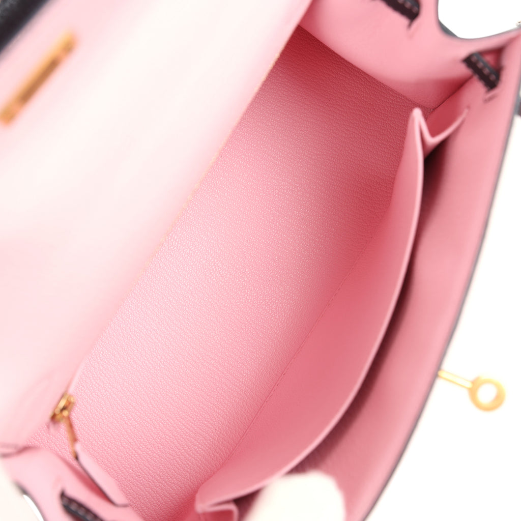 Hermès Special Order Kelly Sellier 25 - Rose Sakura & Black Chevre Mysore 8 Hermès Special Order Kelly Sellier 25 - Rose Sakura & Black Chevre Mysore - Image 8