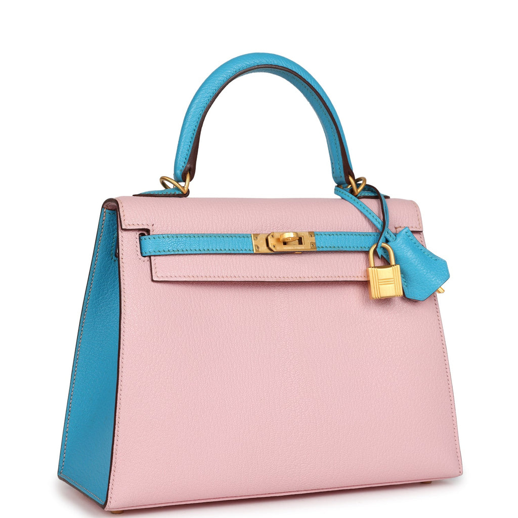 Hermès HSS Kelly Sellier 25 Rose Sakura & Bleu Aztec Chevre Bag 2 Hermès HSS Kelly Sellier 25 Rose Sakura & Bleu Aztec Chevre Bag - Image 2