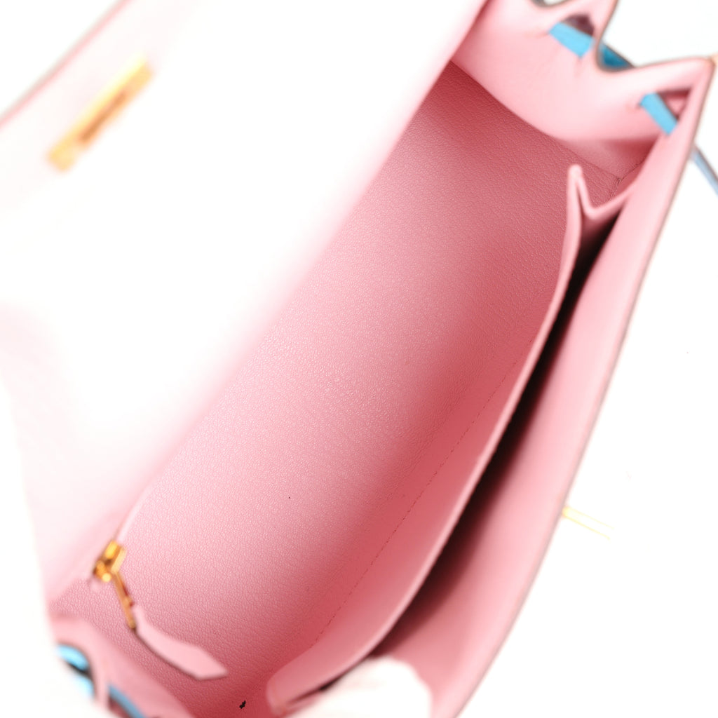 Hermès HSS Kelly Sellier 25 Rose Sakura & Bleu Aztec Chevre Bag 8 Hermès HSS Kelly Sellier 25 Rose Sakura & Bleu Aztec Chevre Bag - Image 8