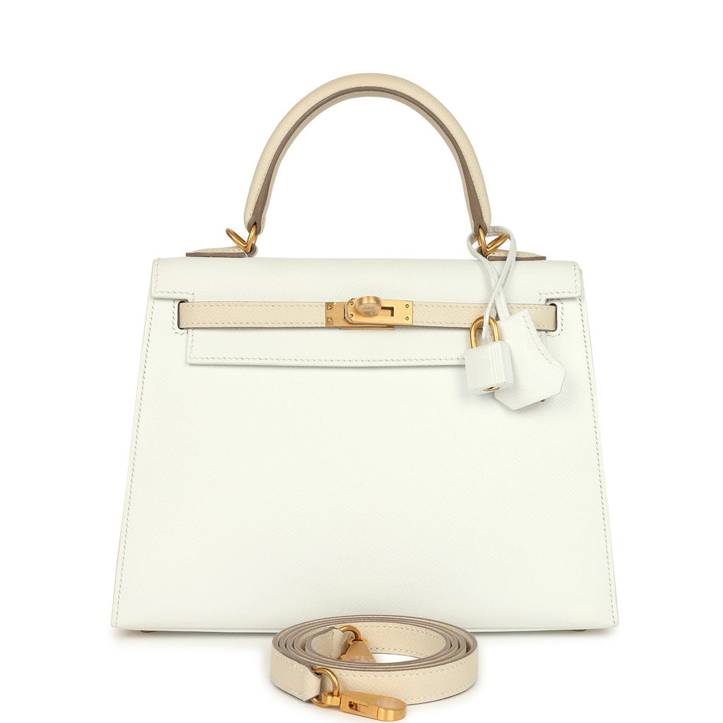 Hermès HSS Kelly Sellier 25 White/Trench Epsom Bag, Gold Hardware 1 Hermès Special Order (HSS) Kelly Sellier 25 White and Trench Epsom Brushed Gold Hardware