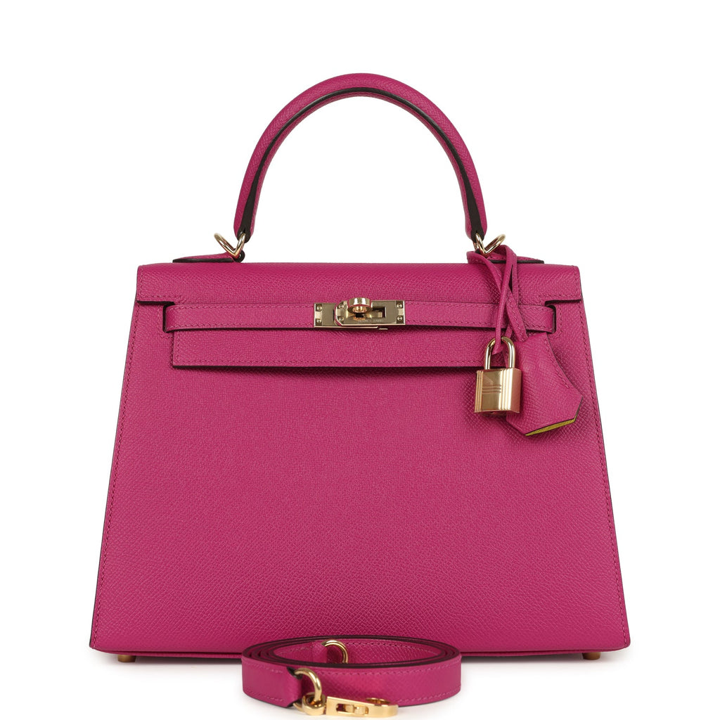 Hermès HSS Kelly Sellier 25 - Rose Pourpre Epsom, Permabrass Hardware 1 Pre-owned Hermès Special Order (HSS) Kelly Sellier 25 Rose Pourpre Verso Epsom Permabrass Hardware