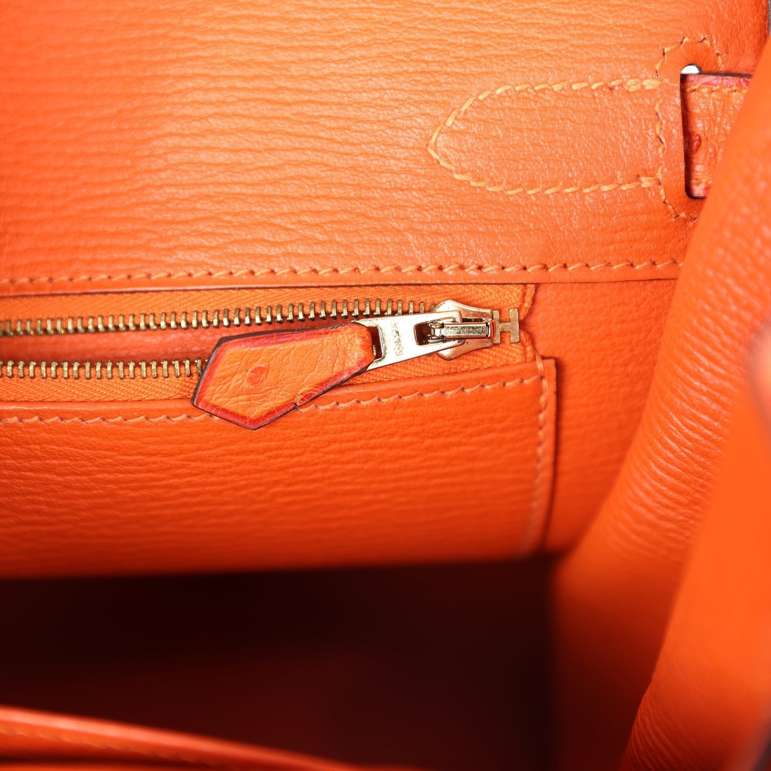 Pre-owned Hermes Special Order (HSS) Birkin 30 Tangerine, Violet, Bougainvillea Ostrich Gold Hardware - view 9