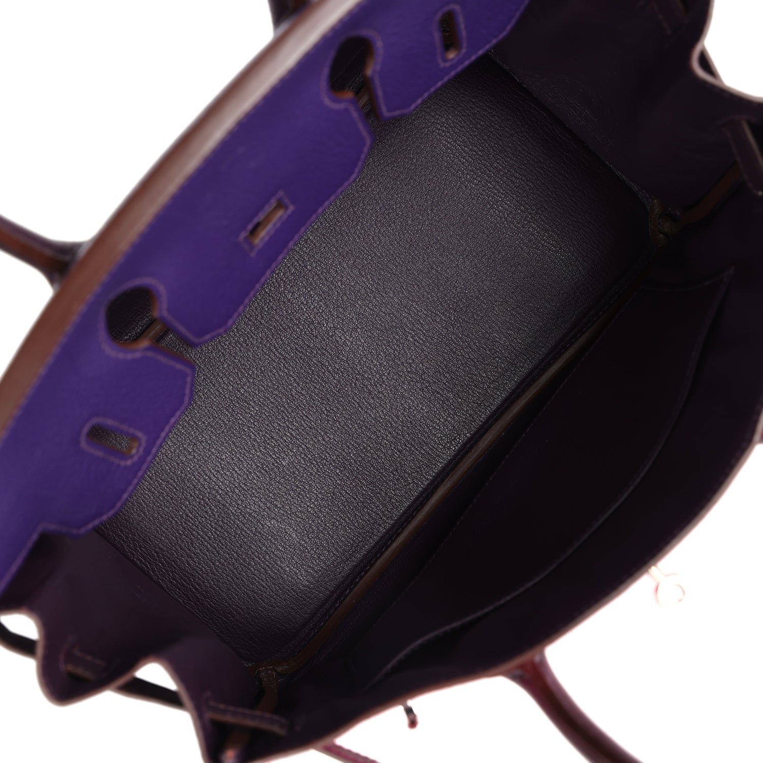 Pre-owned Hermes Special Order (HSS) Birkin 30 Tri-color Rose Shocking, Raisin, Ultraviolet Chevre Palladium Hardware - view 8