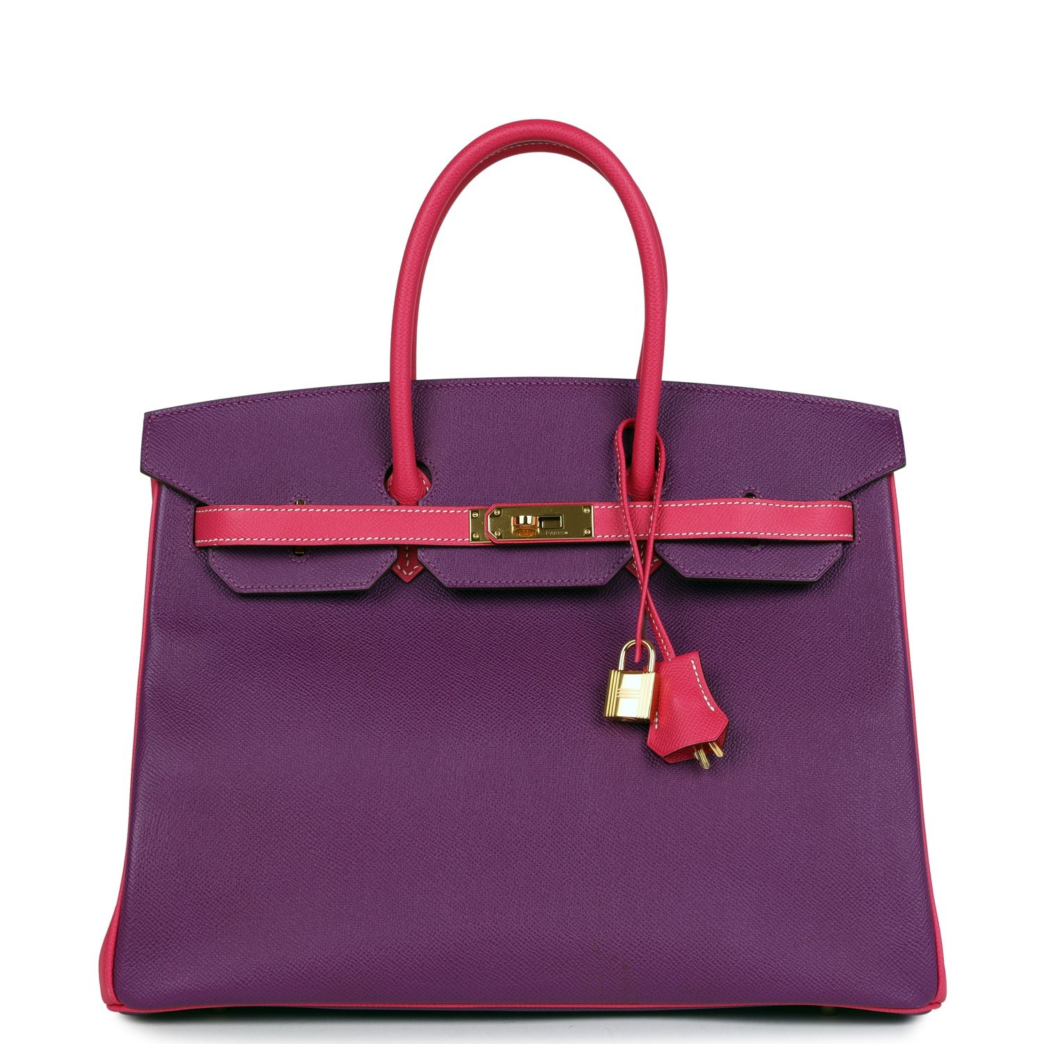 Pre-owned Hermes Special Order (HSS) Birkin 35 Violet, Rose Tyrien Epsom Gold Hardware