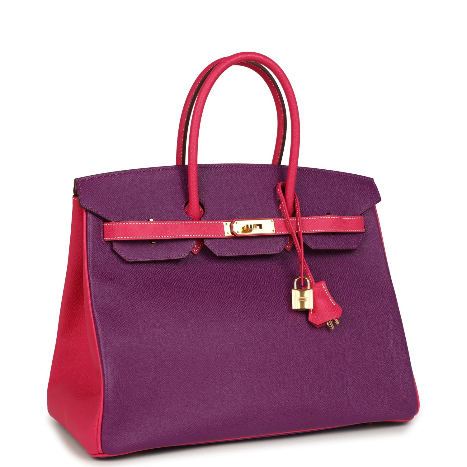 Pre-owned Hermes Special Order (HSS) Birkin 35 Violet, Rose Tyrien Epsom Gold Hardware - view 2