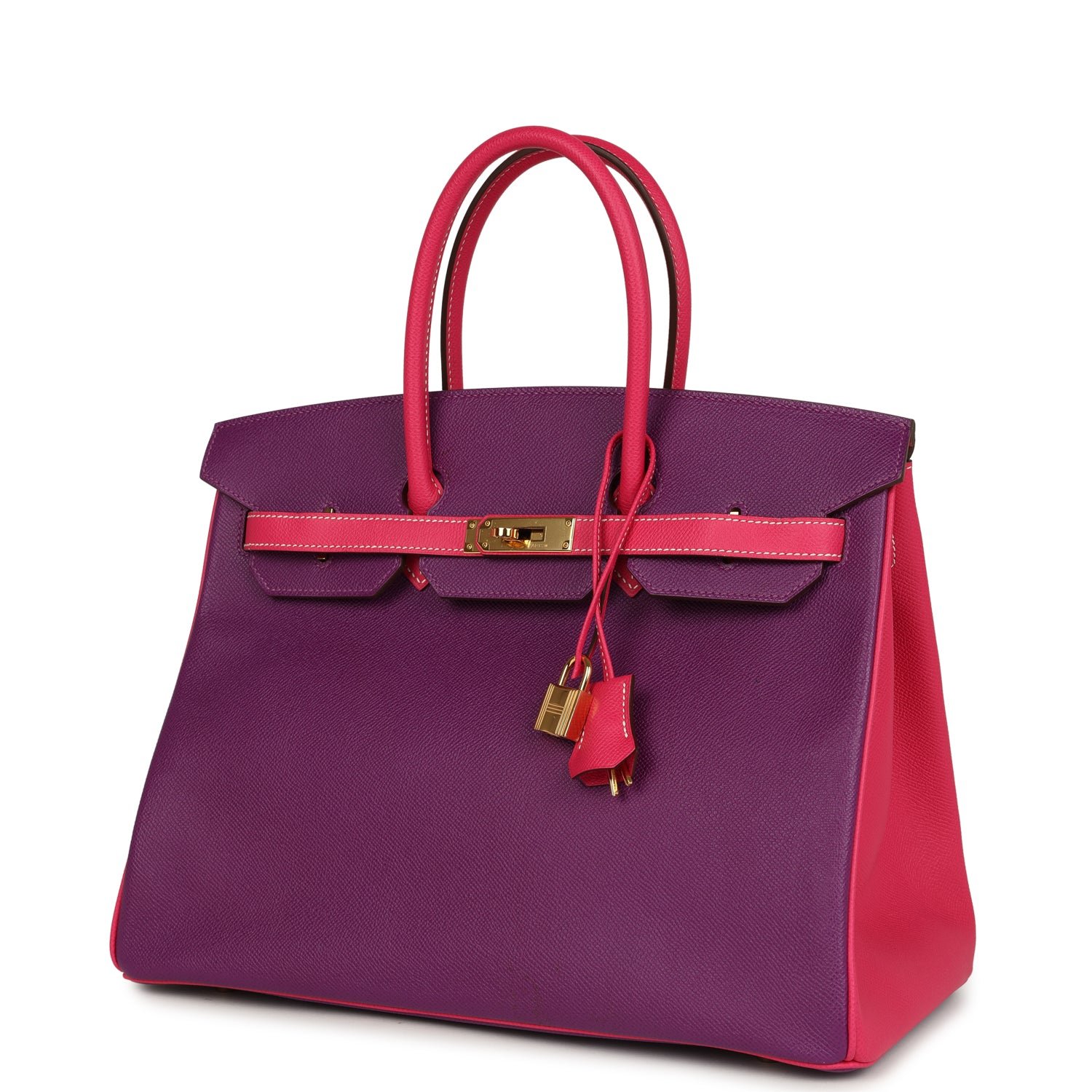 Pre-owned Hermes Special Order (HSS) Birkin 35 Violet, Rose Tyrien Epsom Gold Hardware - view 5