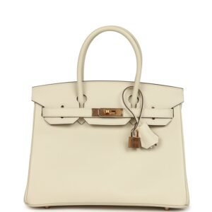 Pre-owned Hermes Special Order (HSS) Birkin 30 Craie Verso Epsom Rose Gold Hardware