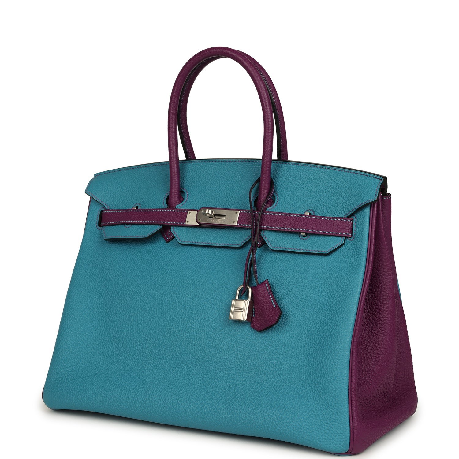 Pre-owned Hermes Special Order (HSS) Birkin 35 Bleu Izmir, Anemone Togo Brushed Palladium Hardware - view 5