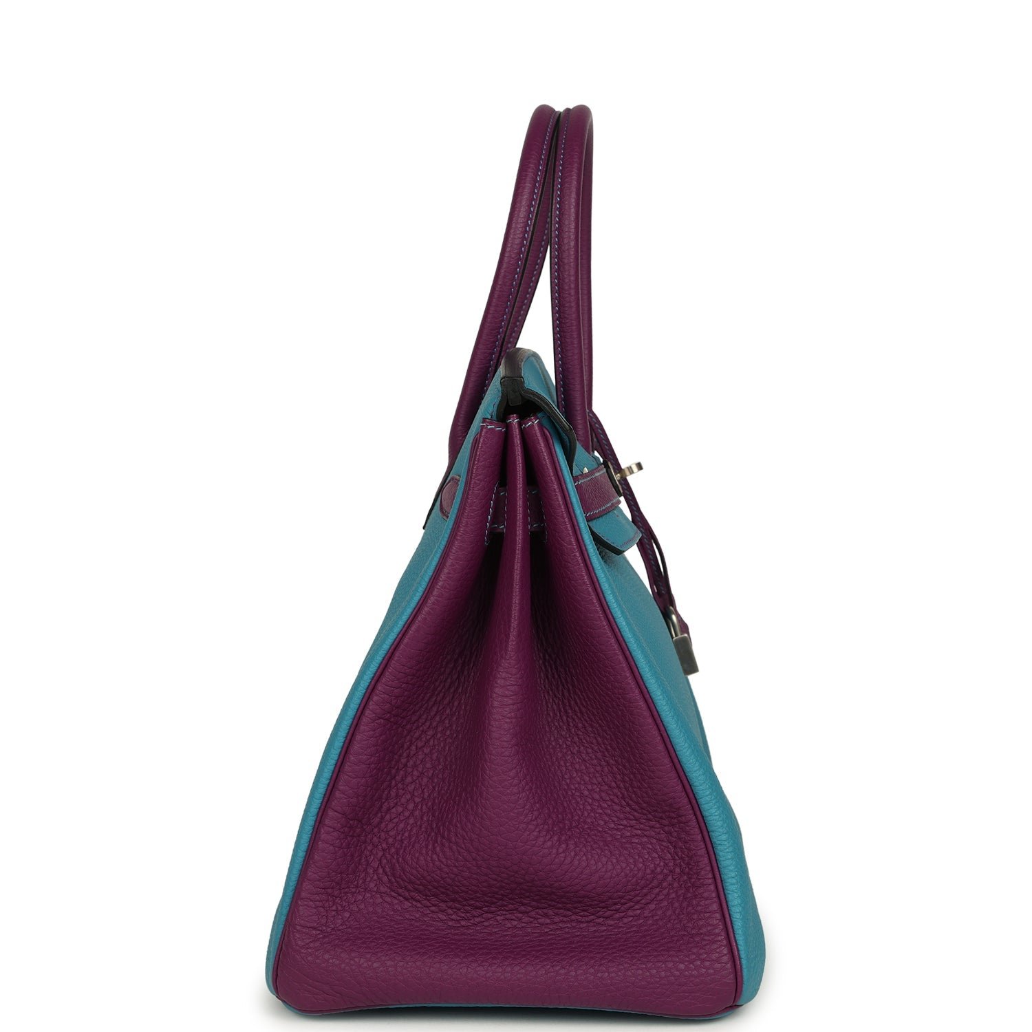 Pre-owned Hermes Special Order (HSS) Birkin 35 Bleu Izmir, Anemone Togo Brushed Palladium Hardware - view 3