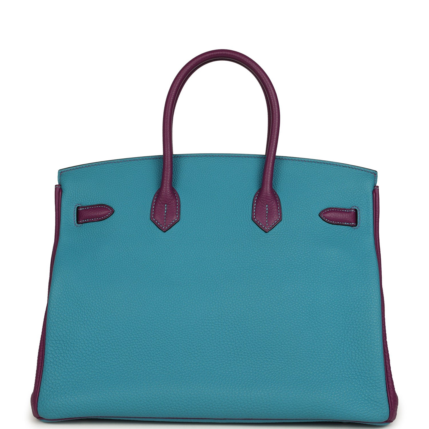 Pre-owned Hermes Special Order (HSS) Birkin 35 Bleu Izmir, Anemone Togo Brushed Palladium Hardware - view 4