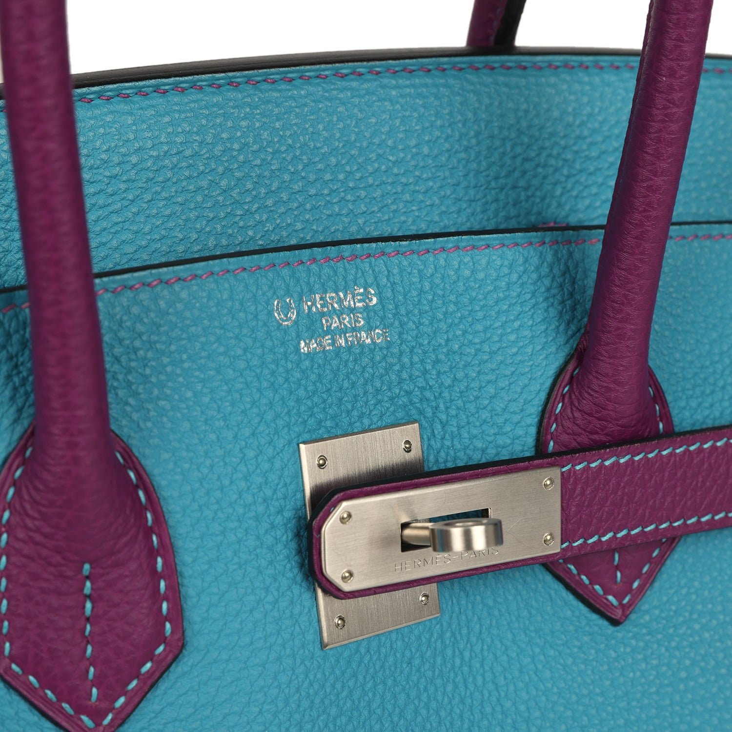 Pre-owned Hermes Special Order (HSS) Birkin 35 Bleu Izmir, Anemone Togo Brushed Palladium Hardware - view 7