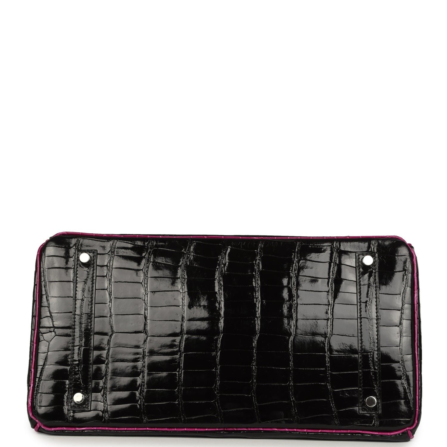 Pre-owned Hermes Special Order (HSS) Birkin 35 Rose Pourpre, Black Shiny Porosus Crocodile Palladium Hardware - view 6