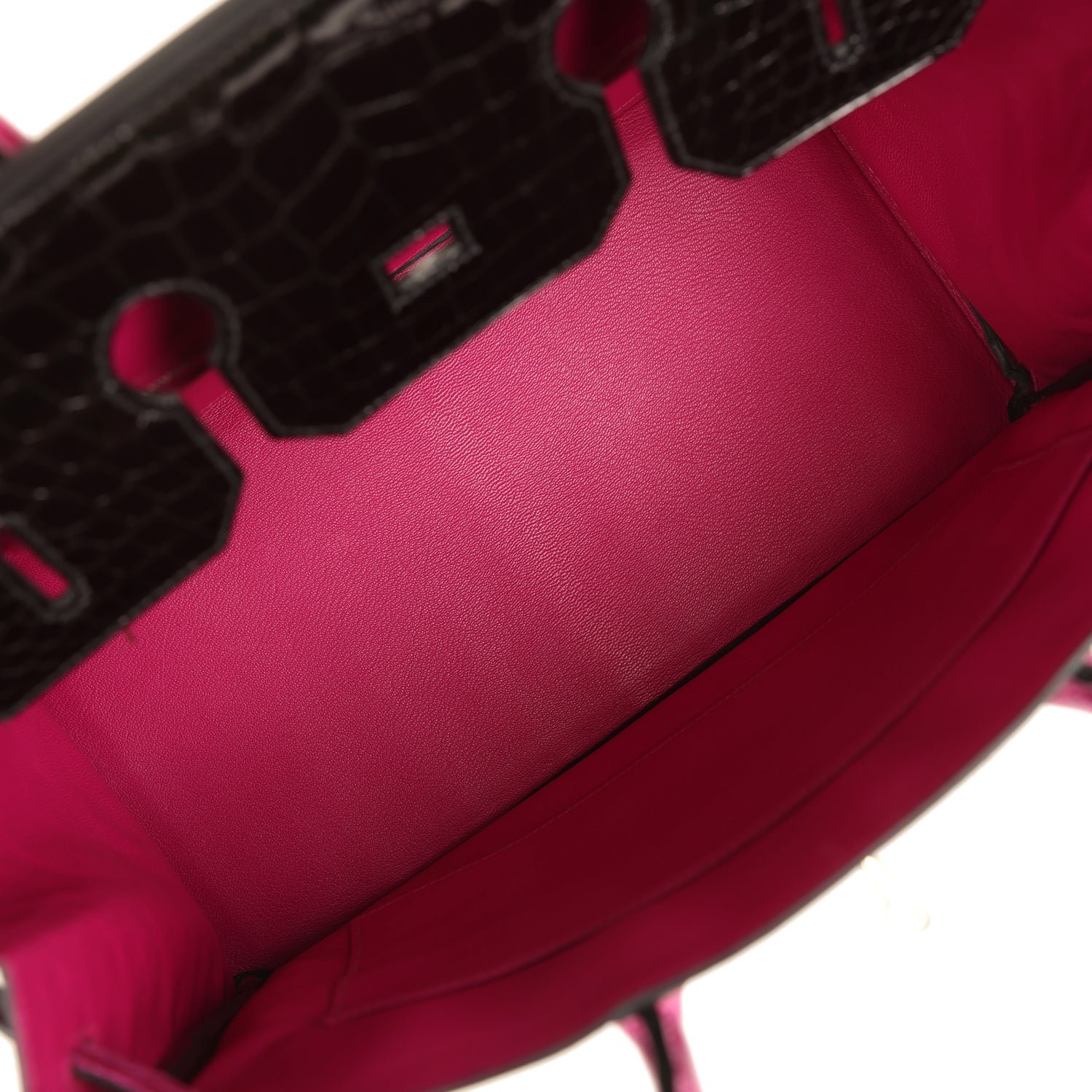 Pre-owned Hermes Special Order (HSS) Birkin 35 Rose Pourpre, Black Shiny Porosus Crocodile Palladium Hardware - view 8