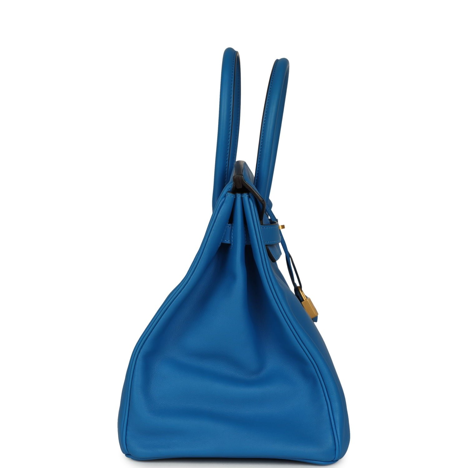 Pre-owned Hermes Special Order (HSS) Birkin 35 Bleu Hydra Verso Swift Brushed Gold Hardware - view 3