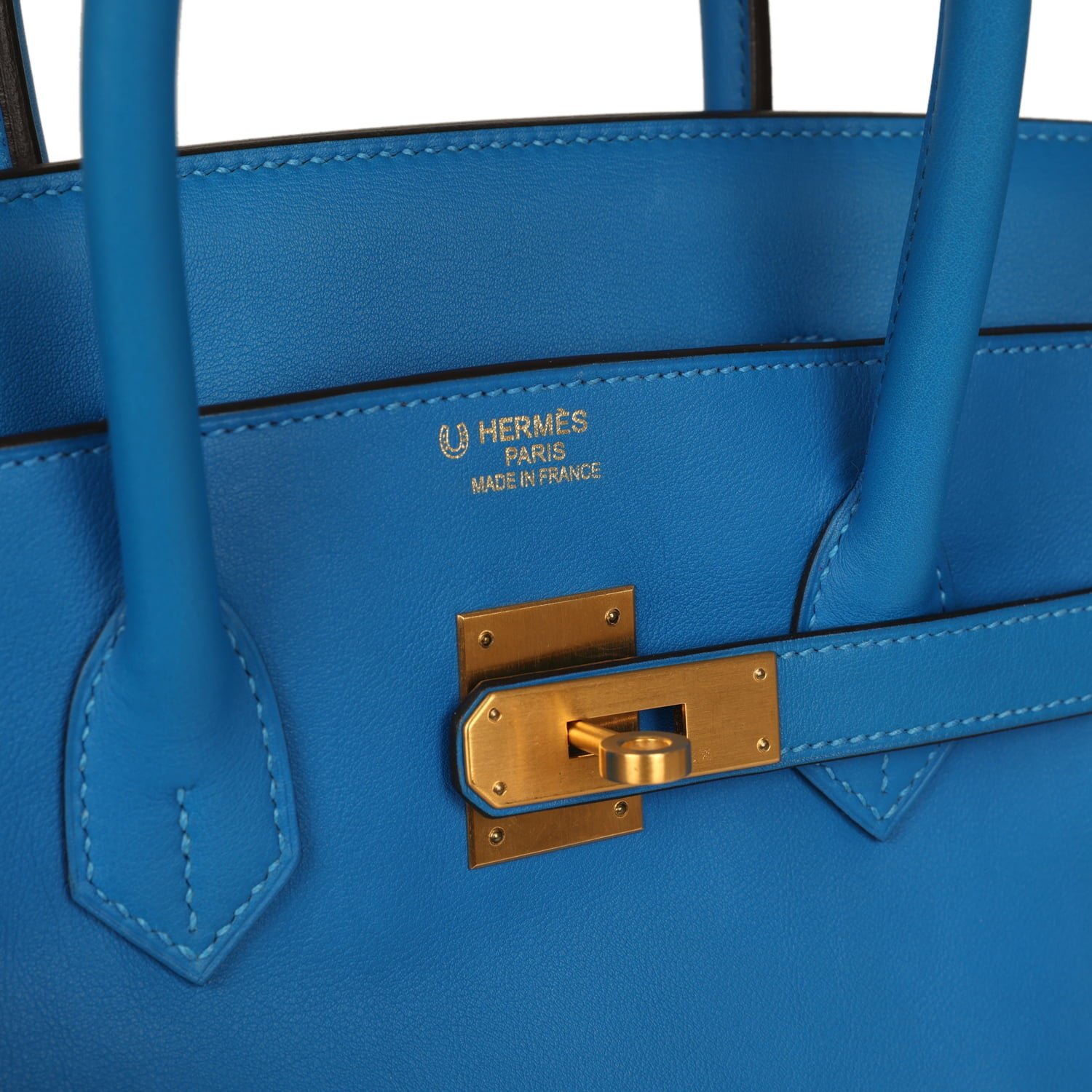 Pre-owned Hermes Special Order (HSS) Birkin 35 Bleu Hydra Verso Swift Brushed Gold Hardware - view 7