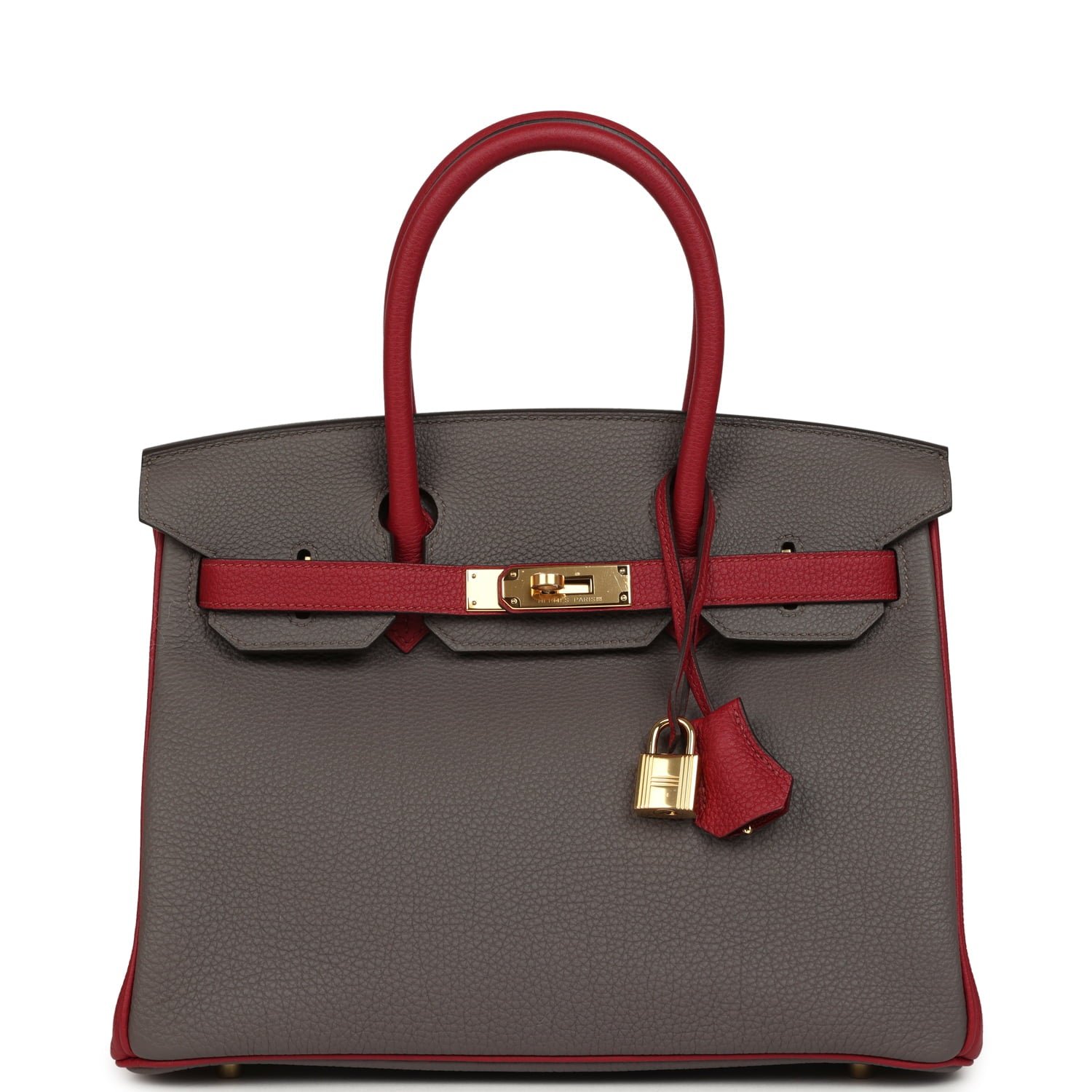 Hermes Special Order (HSS) Birkin 30 Etain, Rouge Grenat Togo Gold Hardware