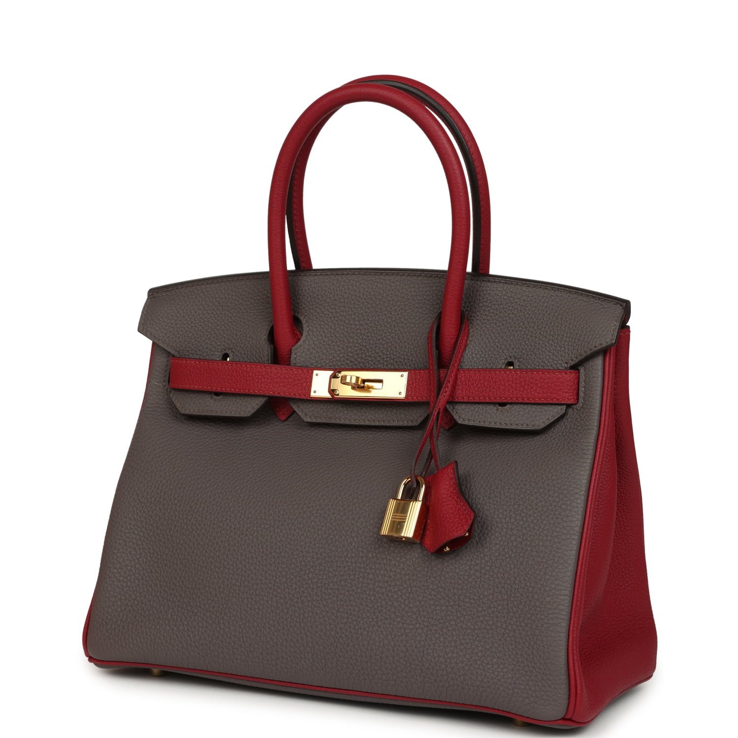 Hermes Special Order (HSS) Birkin 30 Etain, Rouge Grenat Togo Gold Hardware - view 5