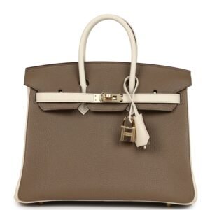 Hermes Special Order (HSS) Birkin 25 Etoupe, Nata Chevre Mysore Permabrass Hardware