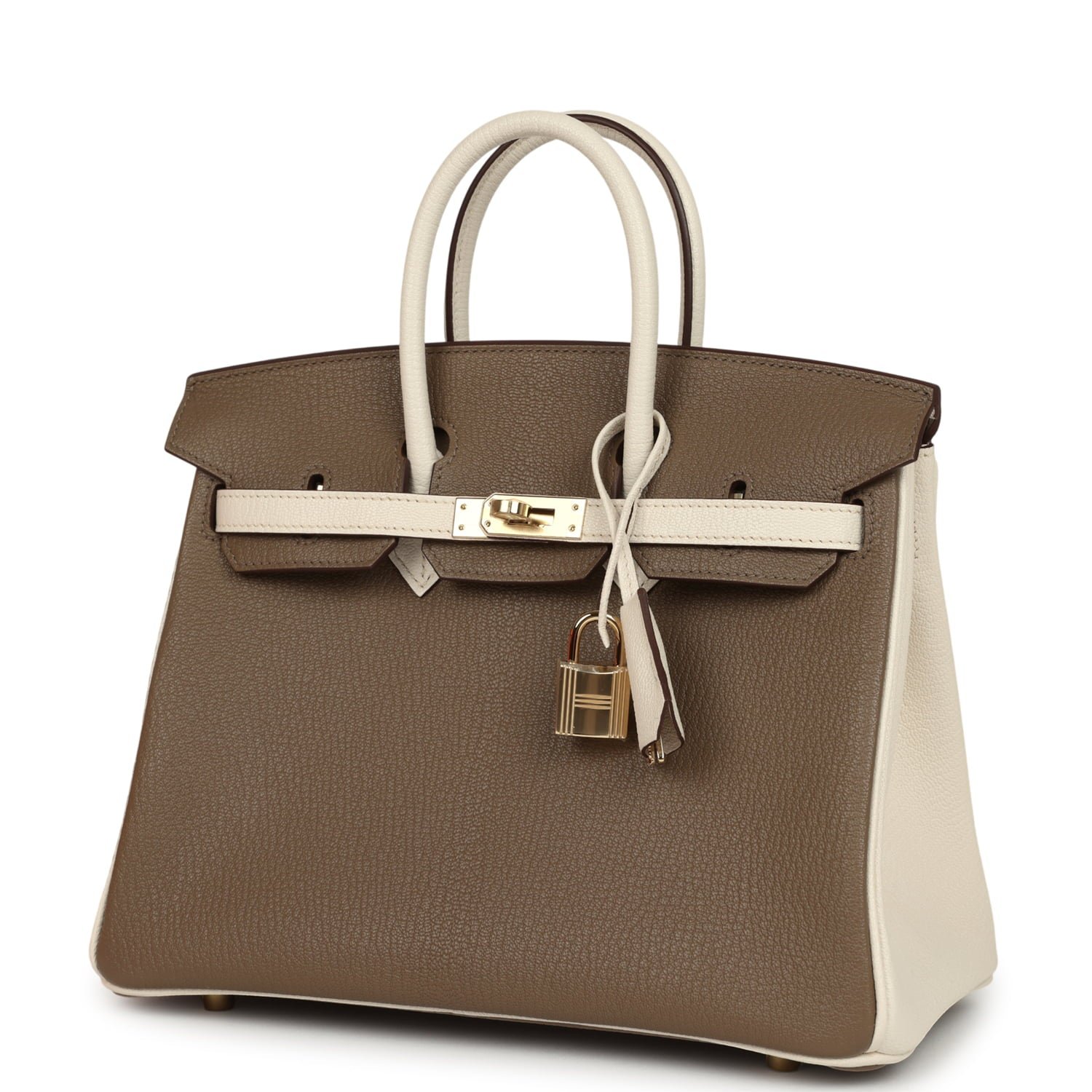 Hermes Special Order (HSS) Birkin 25 Etoupe, Nata Chevre Mysore Permabrass Hardware - view 5