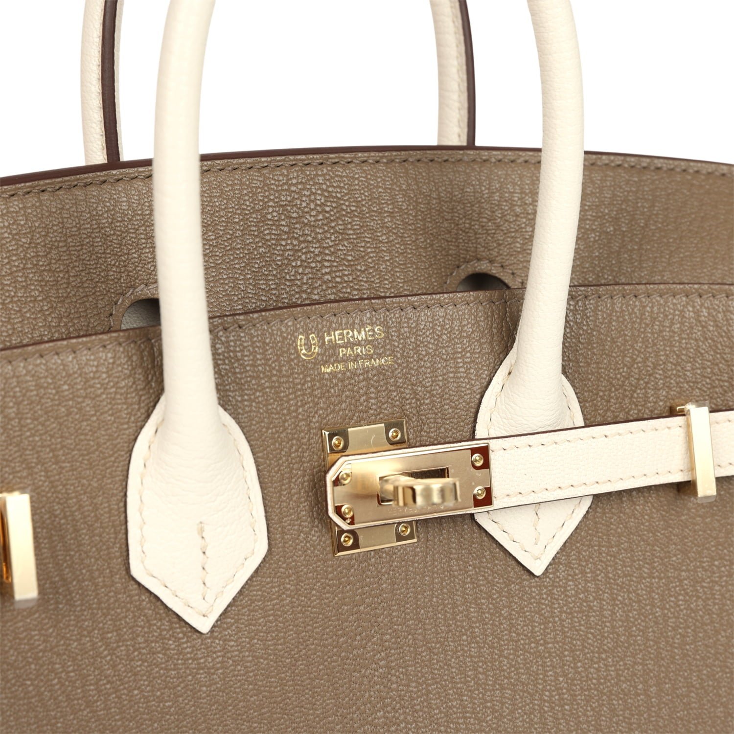 Hermes Special Order (HSS) Birkin 25 Etoupe, Nata Chevre Mysore Permabrass Hardware - view 7