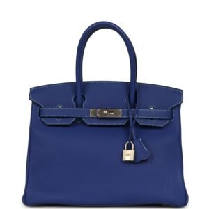 Pre-owned Hermes Special Order (HSS) Birkin 30 Bleu Electric Togo Brushed Palladium Hardware