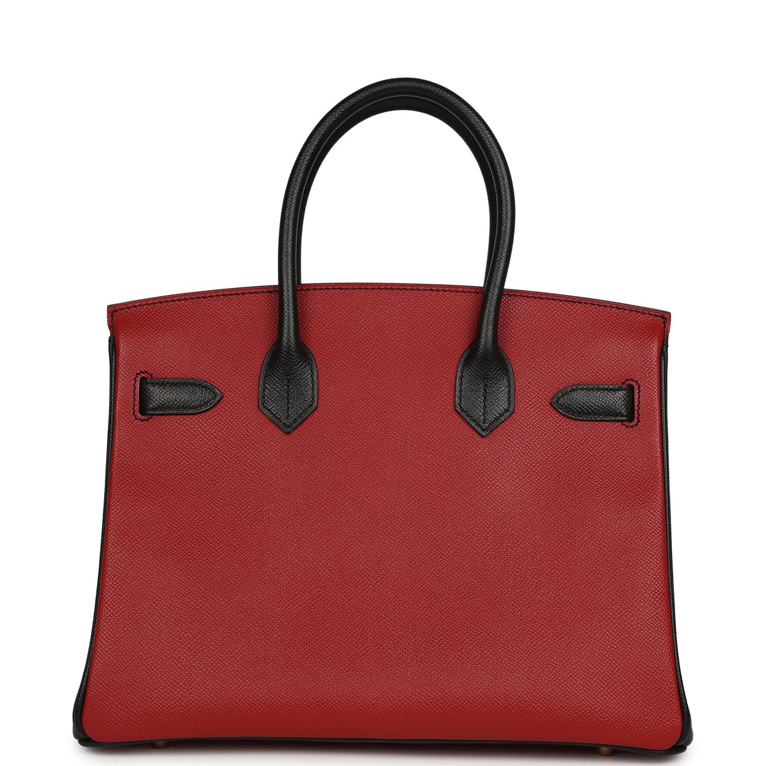 Pre-owned Hermes Special Order (HSS) Birkin 30 Rouge Vif, Black Epsom Brushed Gold Hardware - view 5