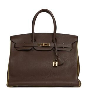 Pre-owned Hermes Special Order (HSS) Birkin 35 Chocolat Verso Togo Gold Hardware