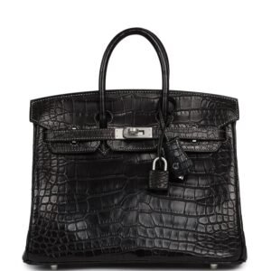 Hermes Special Order (HSS) Birkin 25 Black Verso Matte Alligator Brushed Palladium Hardware