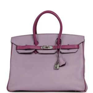 Pre-owned Hermes Special Order (HSS) Birkin 35 Lilac, Cyclamen Chevre Mysore Palladium Hardware
