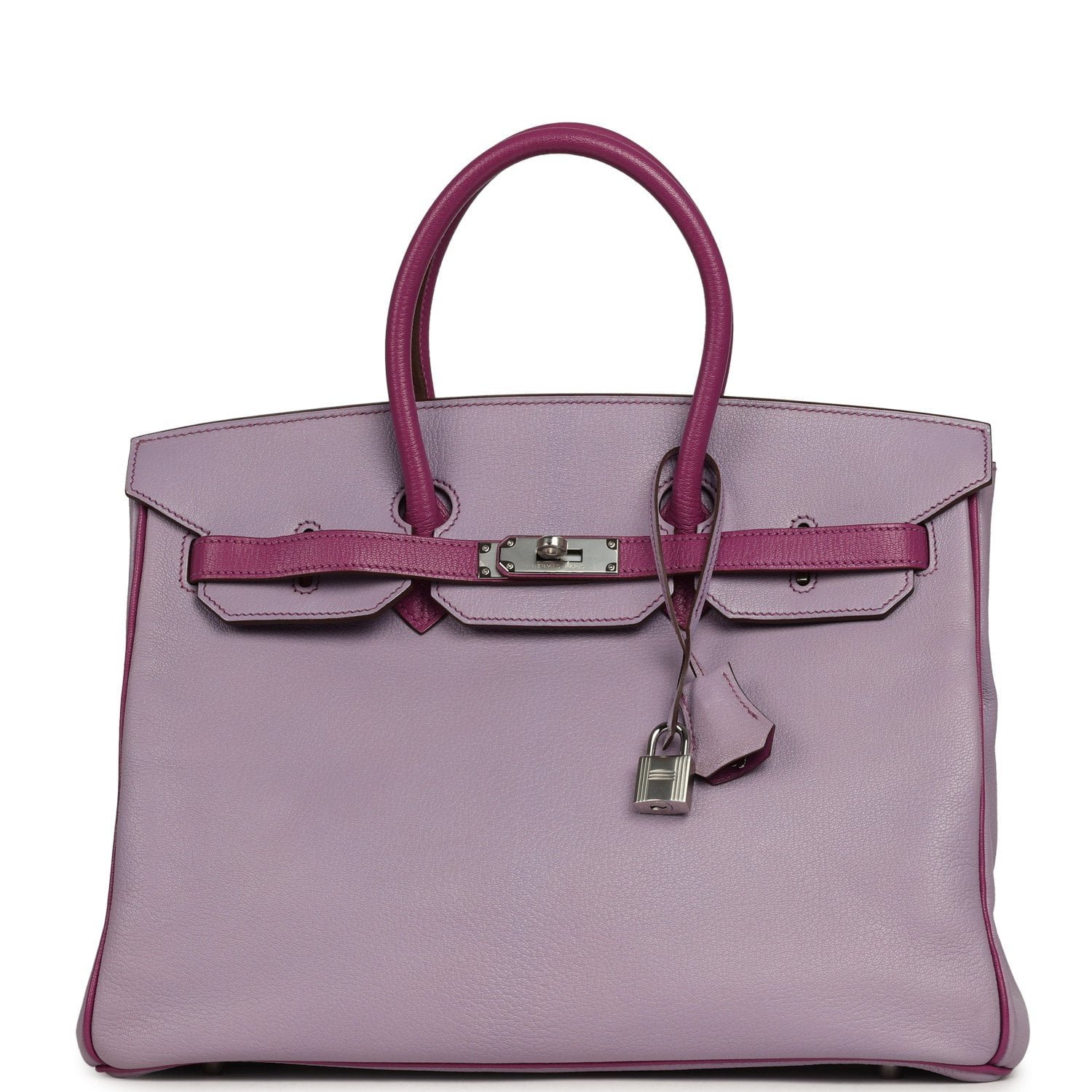 Pre-owned Hermes Special Order (HSS) Birkin 35 Lilac, Cyclamen Chevre Mysore Palladium Hardware