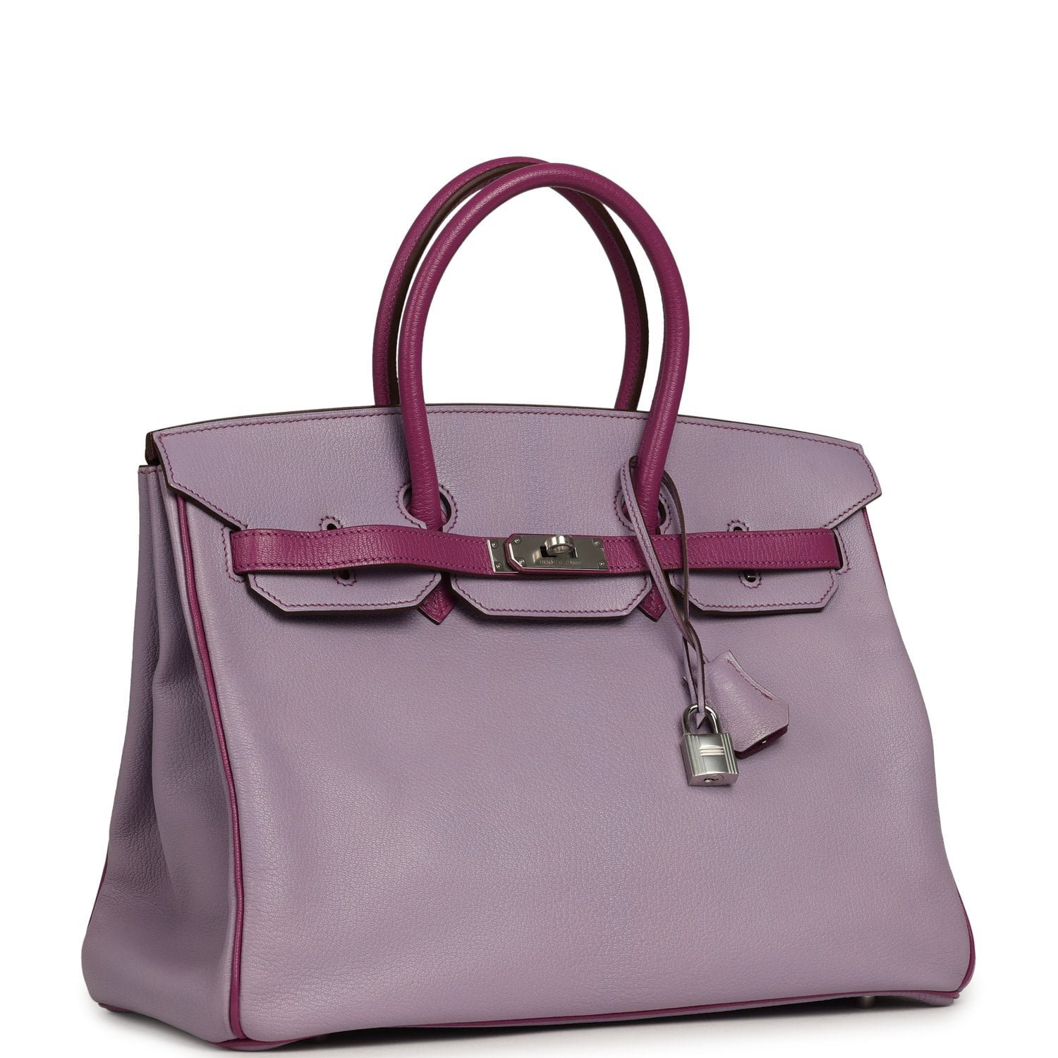 Pre-owned Hermes Special Order (HSS) Birkin 35 Lilac, Cyclamen Chevre Mysore Palladium Hardware - view 2