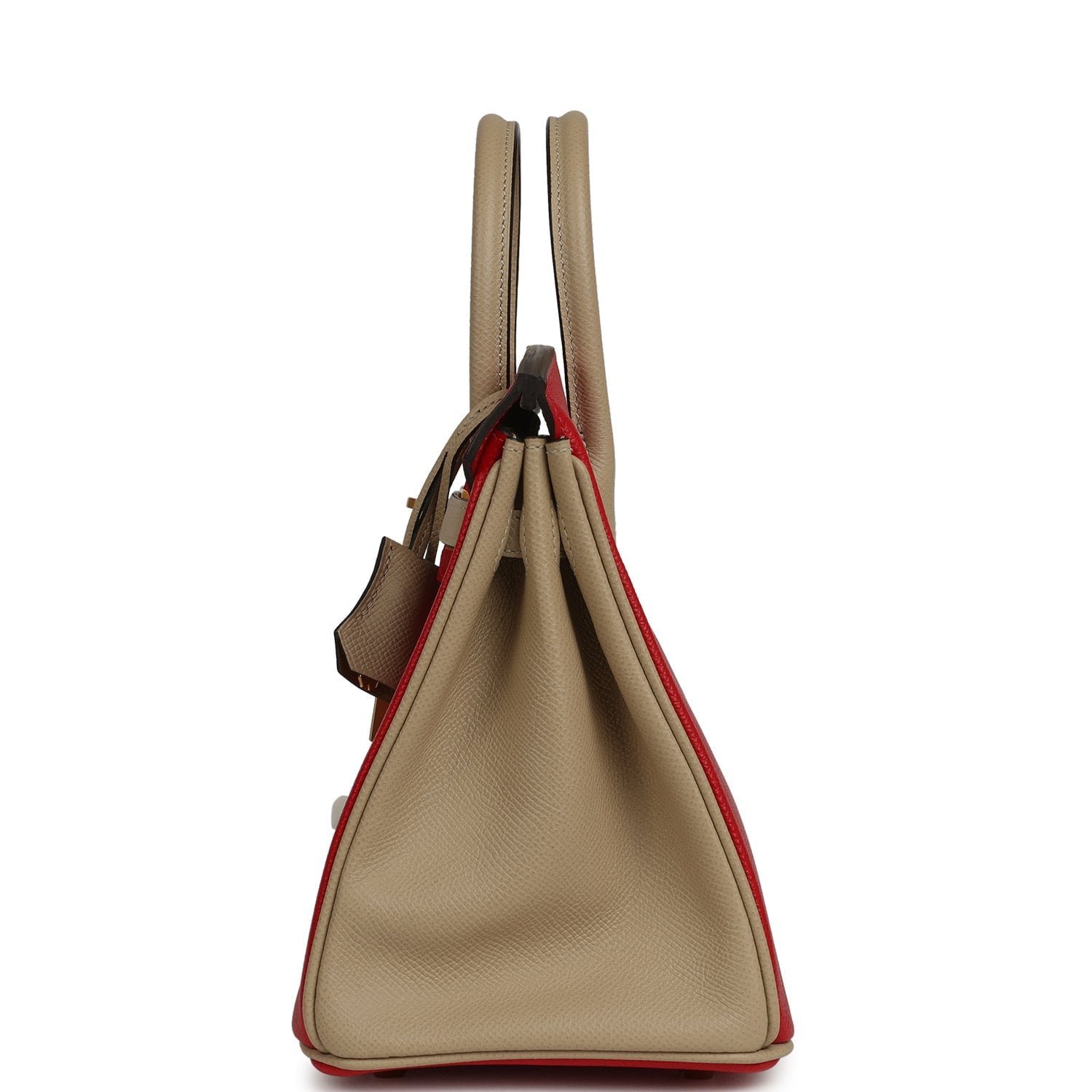 Pre-owned Hermes Special Order (HSS) Birkin 25 Rouge Casaque, Trench Epsom Gold Hardware - view 3