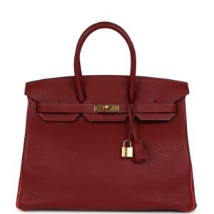 Pre-owned Hermes Special Order (HSS) Birkin 35 Rouge H Verso Togo Gold Hardware