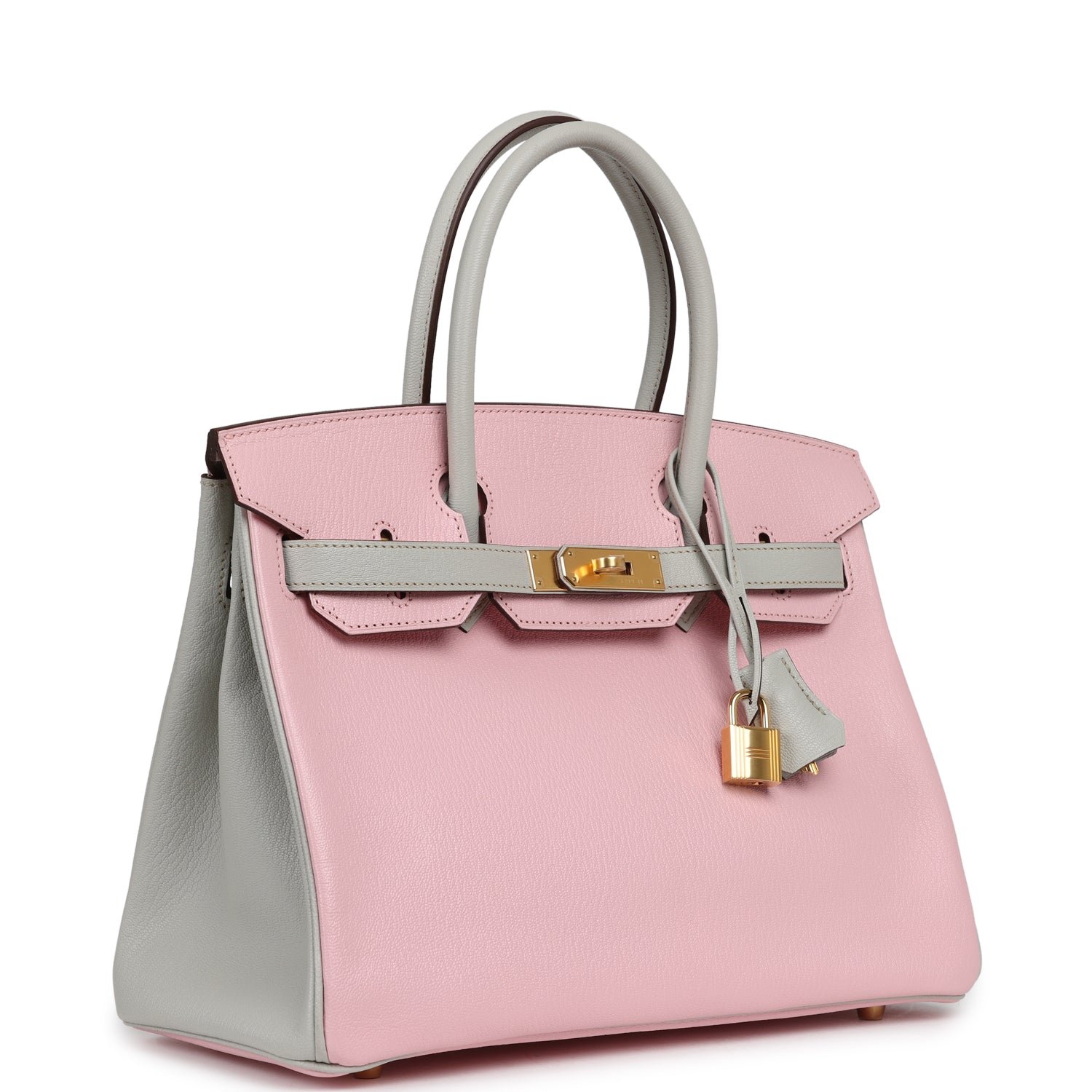 Hermes Special Order (HSS) Birkin 30 Rose Sakura, Gris Perle Chevre Mysore Gold Hardware - view 2