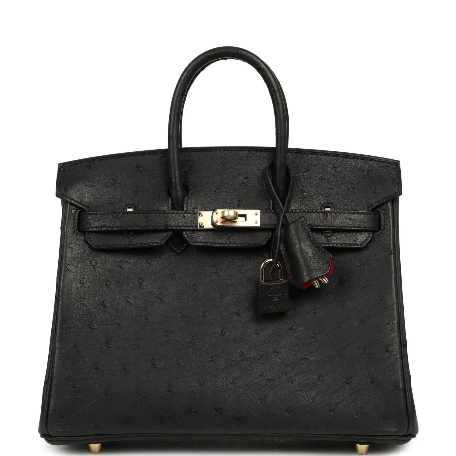 Hermes Special Order (HSS) Birkin 25 Black Verso Ostrich Permabrass Hardware