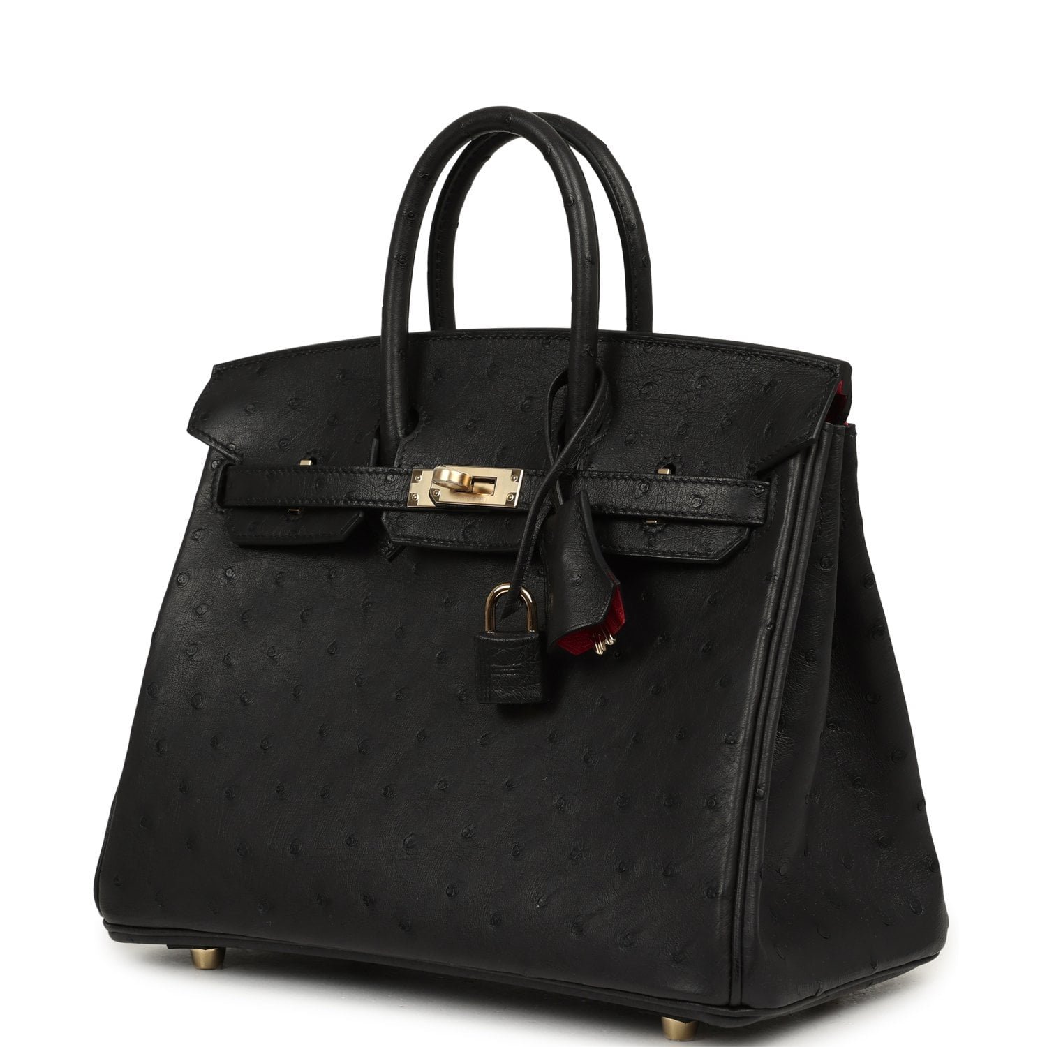 Hermes Special Order (HSS) Birkin 25 Black Verso Ostrich Permabrass Hardware - view 5