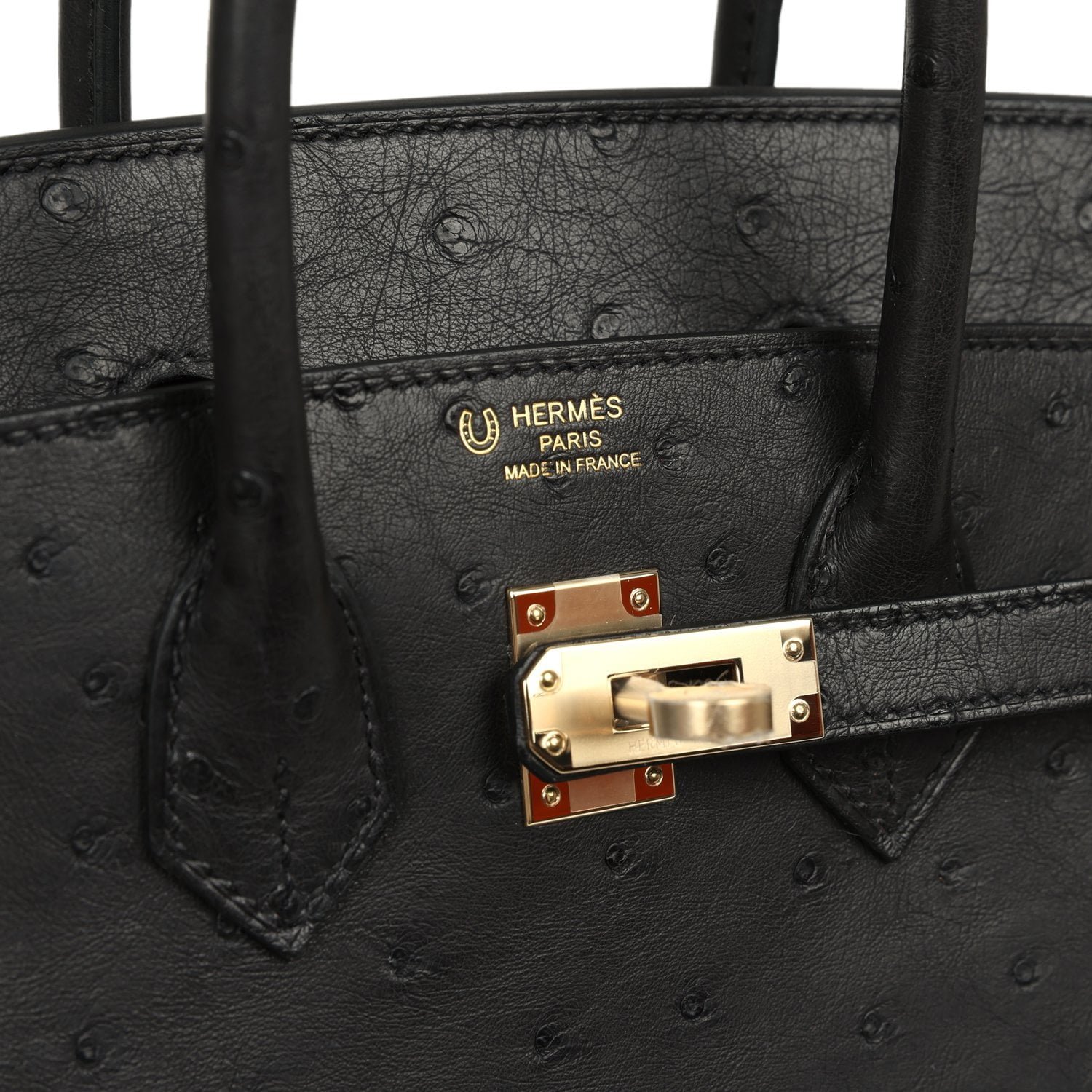 Hermes Special Order (HSS) Birkin 25 Black Verso Ostrich Permabrass Hardware - view 7