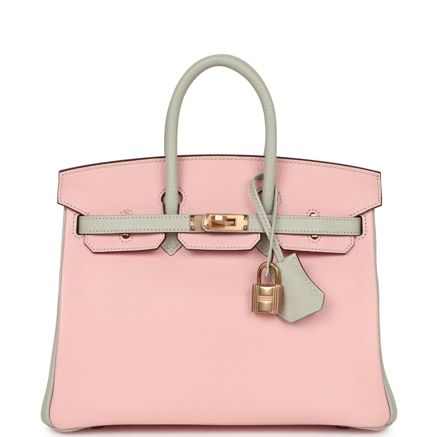 Hermes Special Order (HSS) Birkin 25 Rose Sakura, Gris Perle Chevre Mysore Rose Gold Hardware