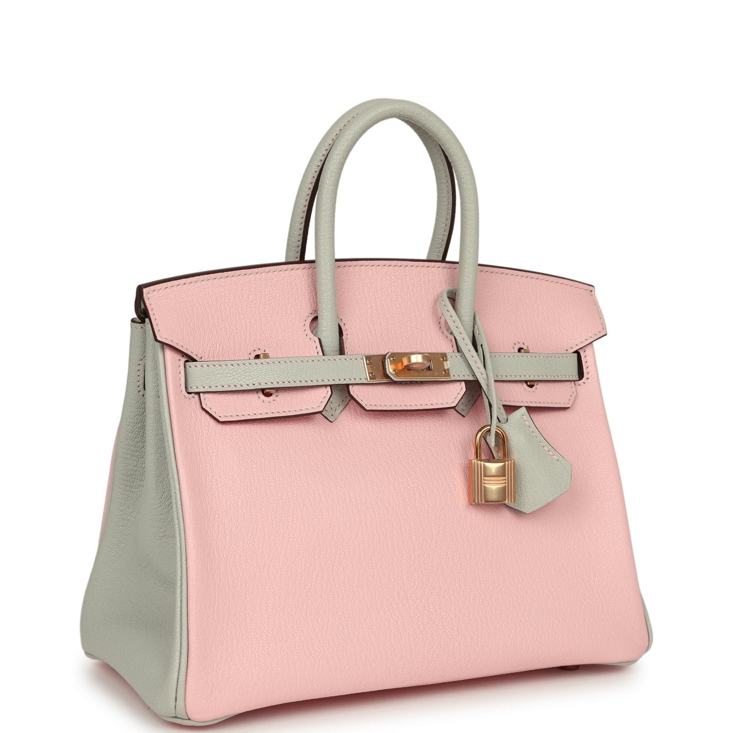 Hermes Special Order (HSS) Birkin 25 Rose Sakura, Gris Perle Chevre Mysore Rose Gold Hardware - view 2
