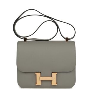 Pre-owned Hermes Special Order (HSS) Constance 24 Gris Mouette Verso Epsom Rose Gold Hardware